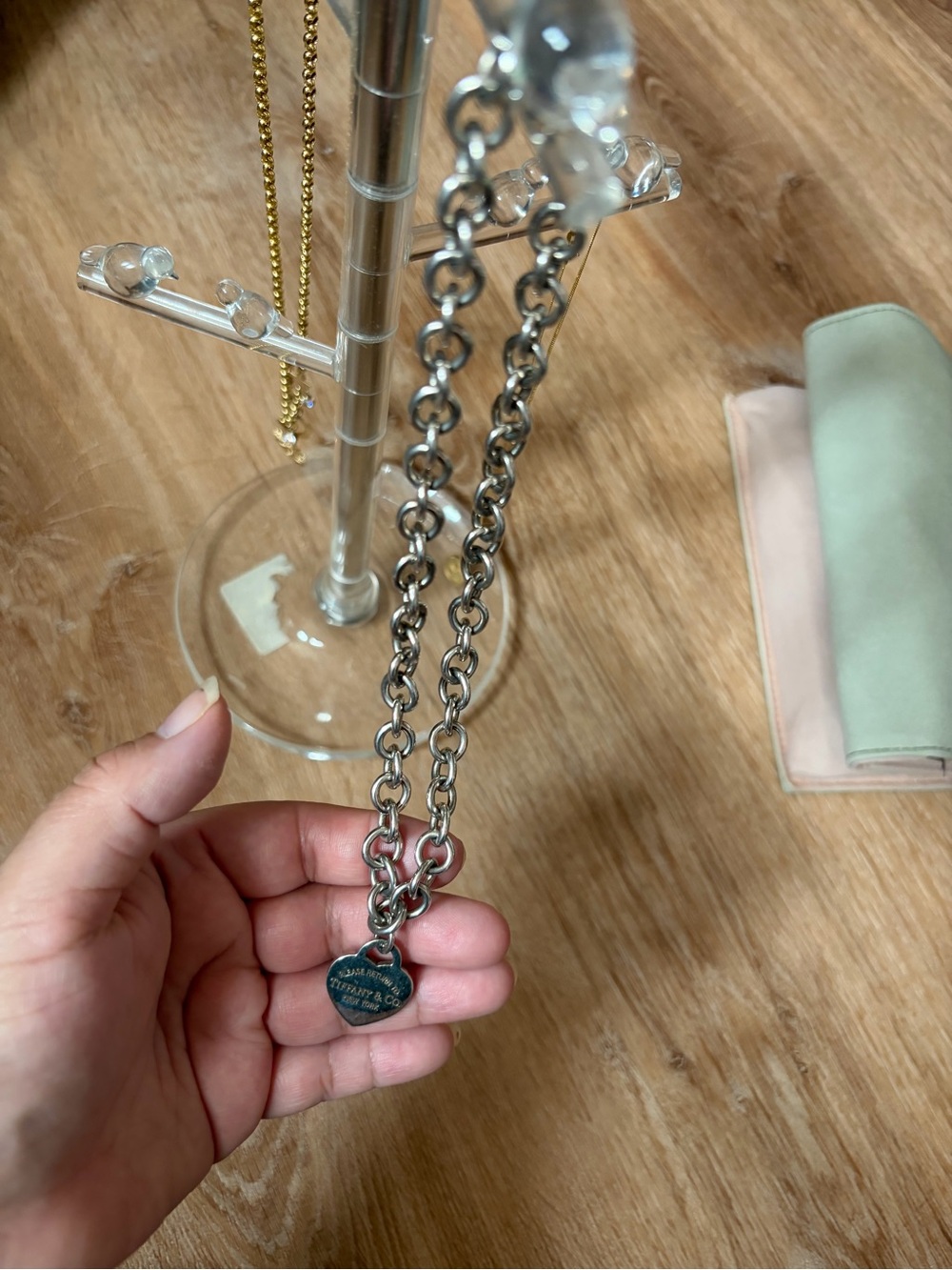 Tiffany & Co. Silver Heart Tag Chunky Link Necklace